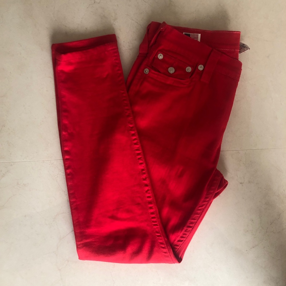 True Religion Women's Serena Super Skinny Red Jeans Size 30 NEW! - Picture 6 of 9